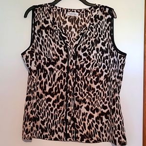 Calvin Klein leopard print sleeveless blouse XL